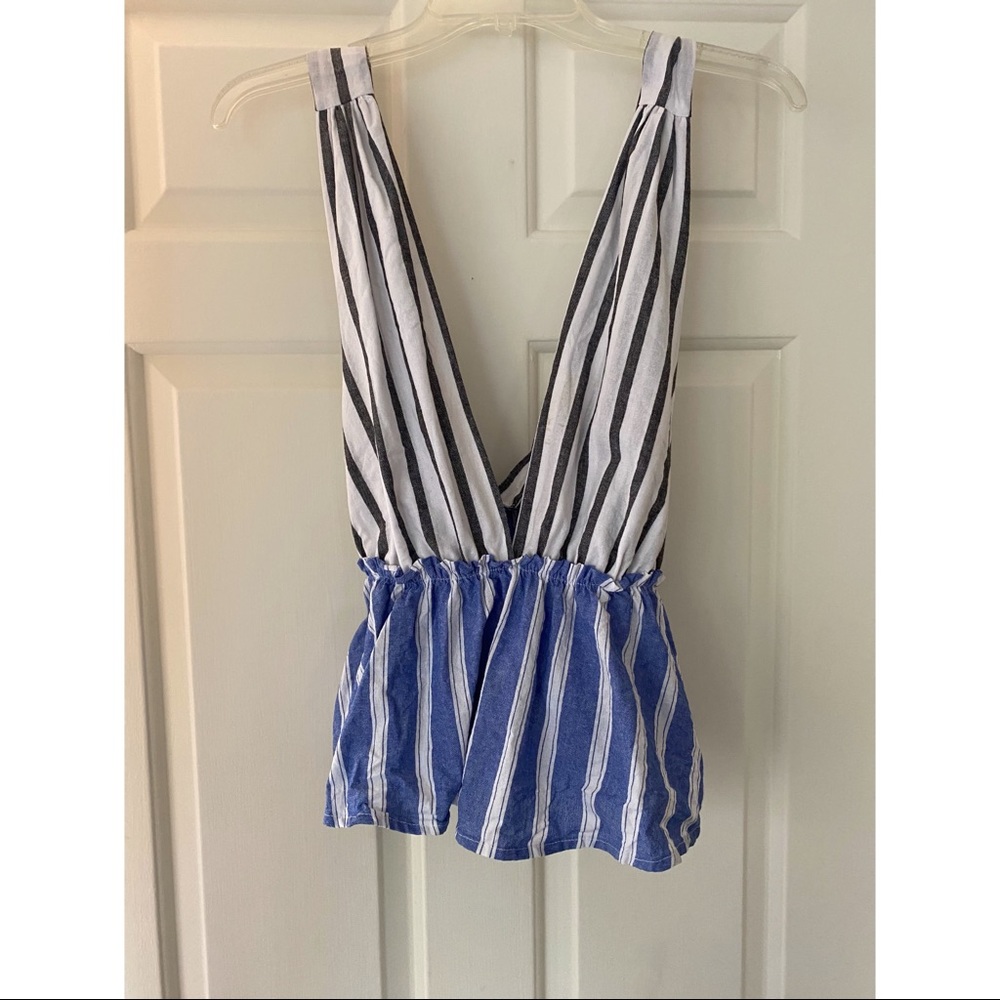 FREE PEOPLE Striped Crop Blouse